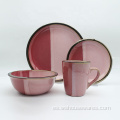 Luxury Red Stoneware Cena Set Color Glazed